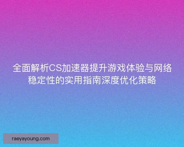 全面解析CS加速器提升游戏体验与网络稳定性的实用指南深度优化策略